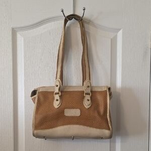 VINTAGE DOONEY & BOURKE TWO-TONE TAN AND CREAM WOMEN'S SHOULDER BAG
